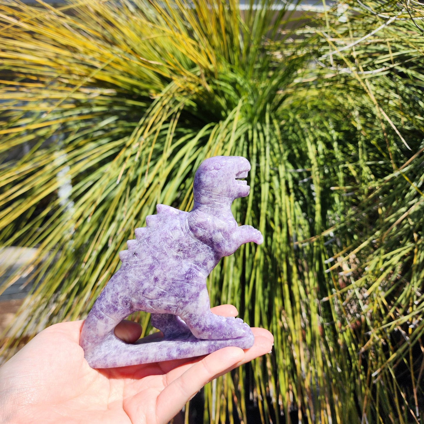 Amazing Large Lepidolite Dinosaur Crystal Carving - Marked by Magic