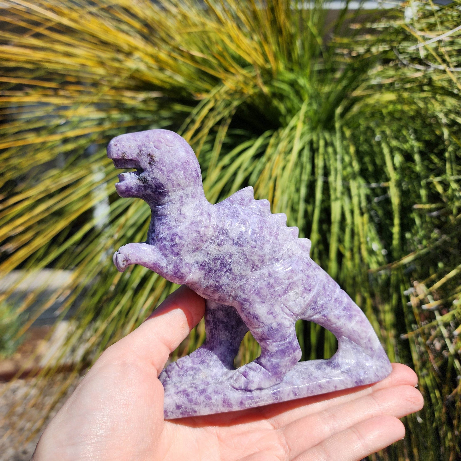 Amazing Large Lepidolite Dinosaur Crystal Carving - Marked by Magic