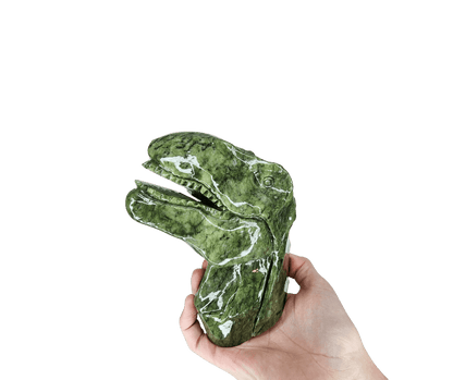 XL Jade Dinosaur Head Carving - Marked by Magic