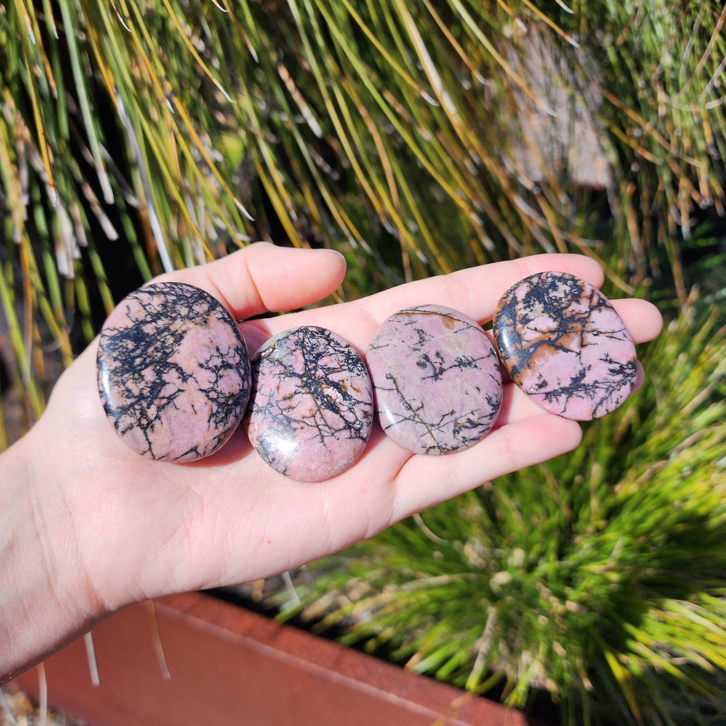 Rhodonite Flat Stones - Marked by Magic